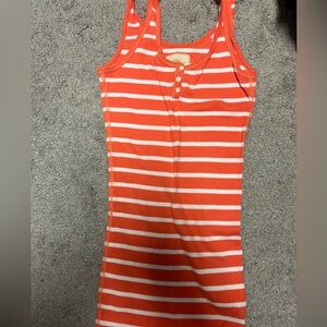 Hollister Coral and White Striped Tank